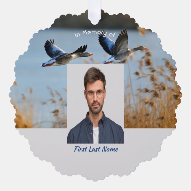 Adorno De Papel Christian Memorial Photo Prayer Lake Geese Birds (Anverso)