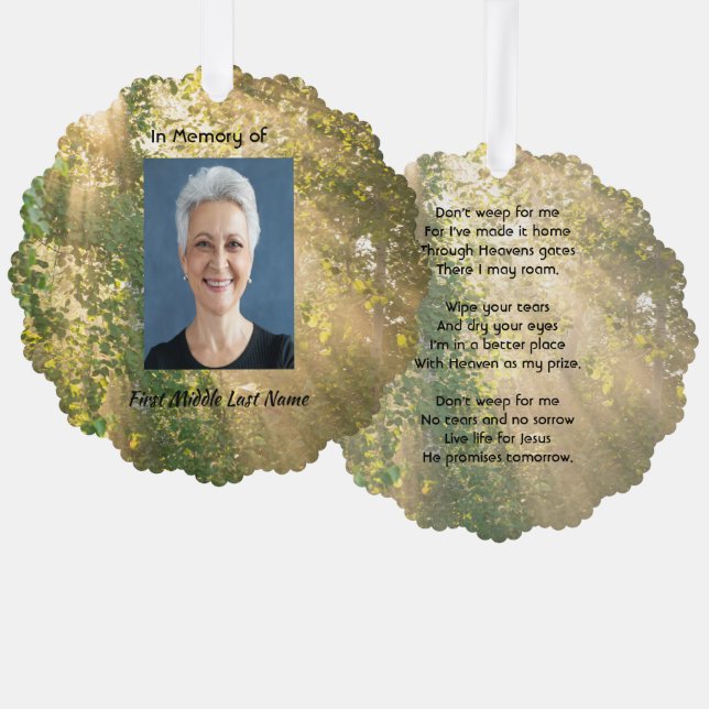 Adorno De Papel Christian Memorial Sunshine Golden Forest (Anverso/Reverso)