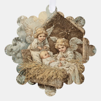 Adorno De Papel Christmas card with baby Snowflake Framed Ornament