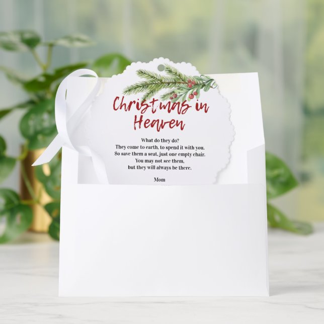 Adorno De Papel Christmas In Heaven Poem Memorial Photo Greenery (Sobre)