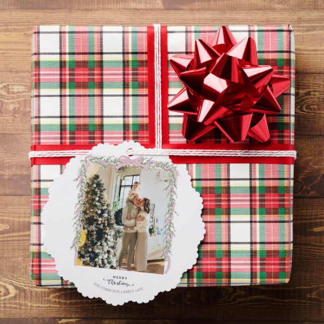 Adorno De Papel Christmas Photo Pink Bow Coquette Garland Holiday  (Insitu (Regalo))