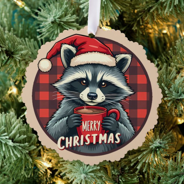 Adorno De Papel Christmas Raccoon Cocoa Cheer (Insitu (árbol))