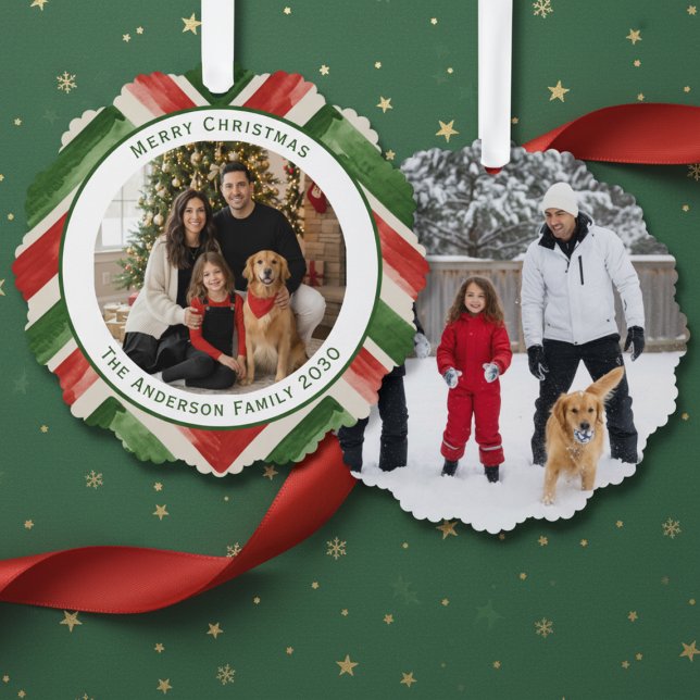 Adorno De Papel Christmas Red Green Chevron Easy 2 Photos (Subido por el creador)