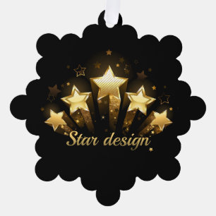 Adorno De Papel Cinco estrellas de oro en negro