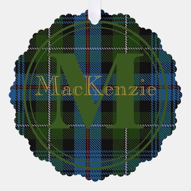 Adorno De Papel Clan escocés MacKenzie Tartan Gold Name-Initial (Anverso)