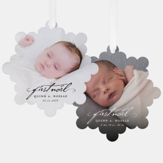 Adorno De Papel Clásico Vintage Black Script Baby First Noel Photo