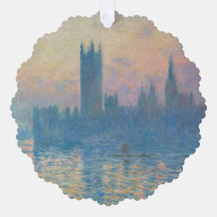 Adorno De Papel Claude Monet Casas del Parlamento Puesta de sol