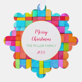 Adorno De Papel Colorida familia Feliz Navidad Ornamento