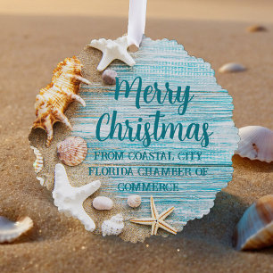 Adorno De Papel Compañía de playa linda Navidad Concha personaliza