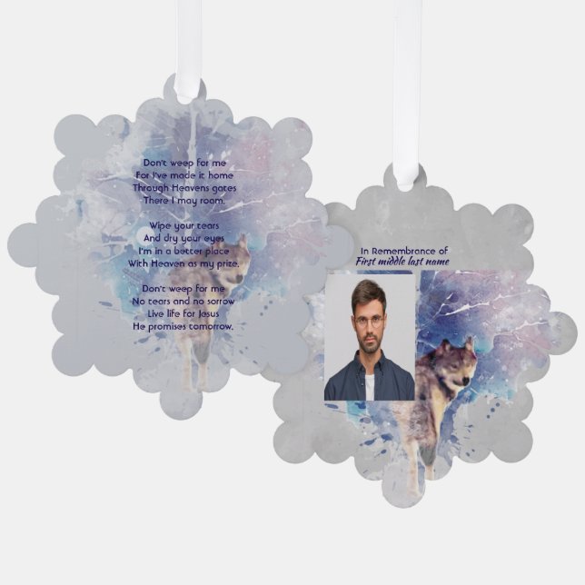 Adorno De Papel Conmemoración de Keepsake recuerdo de Wolf (Anverso/Reverso)