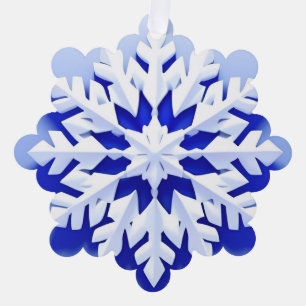 Adorno De Papel Copo de Nieve Azul Detallado