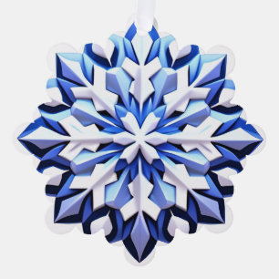 Adorno De Papel Copo de Nieve Azul Detallado