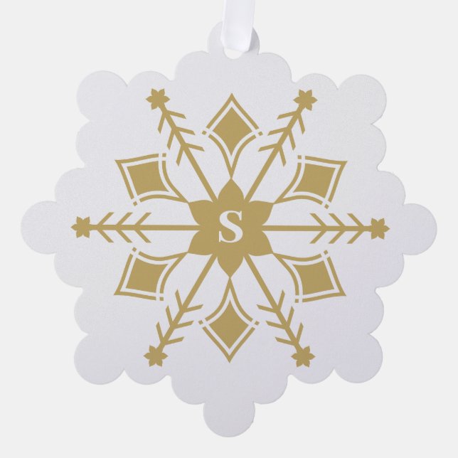 Adorno De Papel Copo de nieve original contemporáneo con inicio (Anverso)