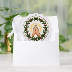Adorno De Papel Corona de Navidad de Acebo Cerámico de Manos en Or
