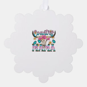 Adorno De Papel Country Mama Retro Groovy Cow Skull Country Rodeo