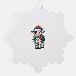 Adorno De Papel Cow Xmas Outfit Cute Santa Cow