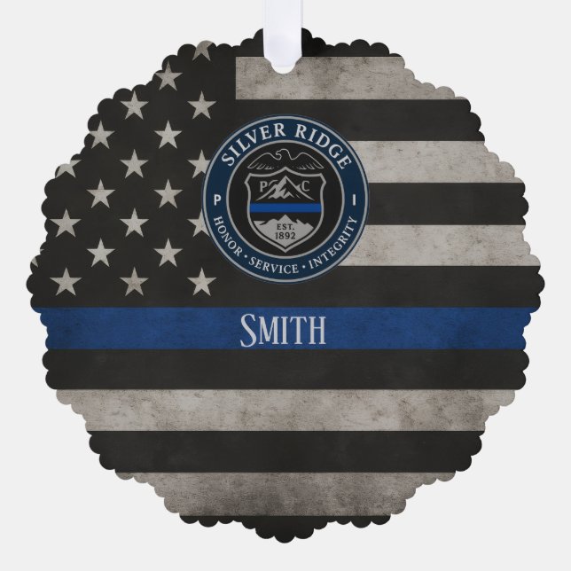 Adorno De Papel Custom Police Thin Blue Line American Flag (Anverso)