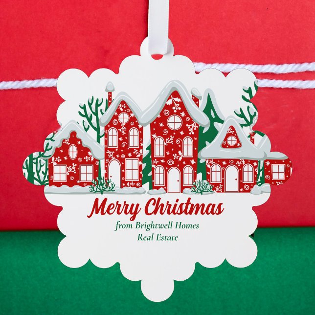 Adorno De Papel Custom Real Estate Company Merry Christmas Houses (Subido por el creador)