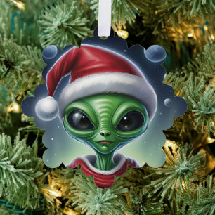 Adorno De Papel Cute Alien Santa Claus