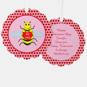 Adorno De Papel Cute Día de San Valentín Abeja Personalizada
