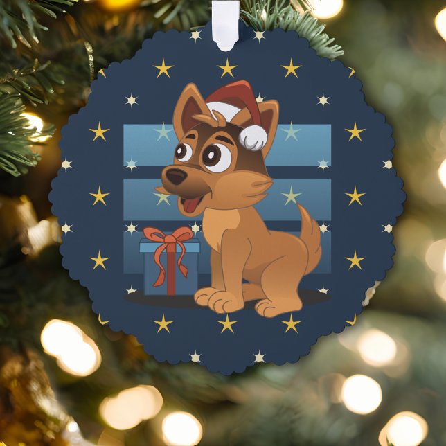 Adorno De Papel Cute German Shepherd puppy Cartoon Starry night (Subido por el creador)