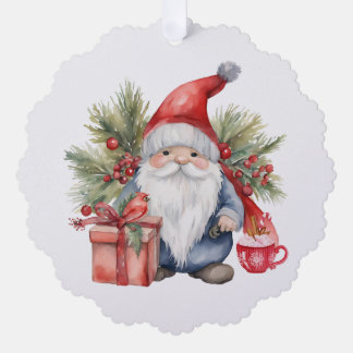 Adorno De Papel Cute Gnomo de Navidad Acuarela 