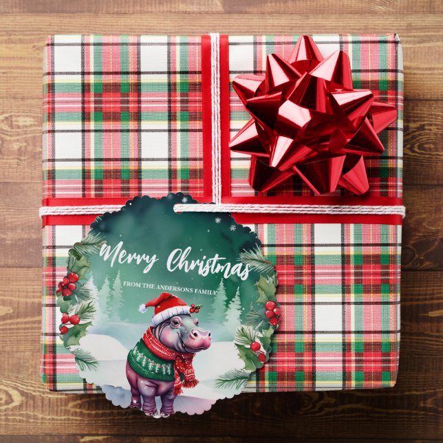 Adorno De Papel Cute HIPPO Santa Navidad Fiesta Familiar Niños (Insitu (Regalo))