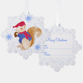 Adorno De Papel Cute Iceberg Blue Filigree Navidades de ardilla Or