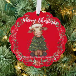 Adorno De Papel Cute merry Cow Christmas tree calf ox Xmas pattern