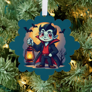 Adorno De Papel Cute Vampiro con Linterna Kawaii Halloween