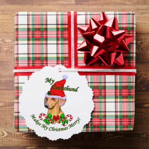 Adorno De Papel Dachshund Navidades Merry