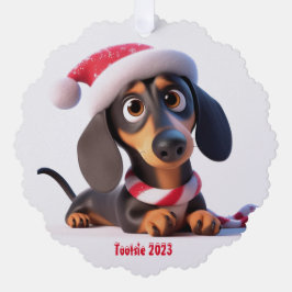 Adorno De Papel Dachshund Puppy animado