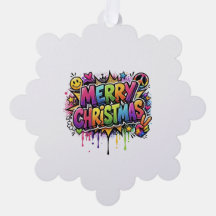 Adorno de papel de Navidad Feliz Navidad Grafiti F