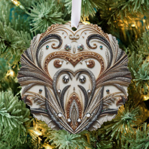 Adorno De Papel Diseño barroco glamuroso con piedras de Purpurina 