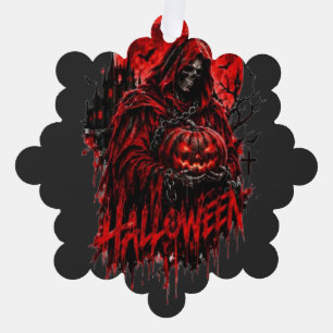 Adorno De Papel Diseño de Halloween de la Parca con Calabaza y Hor