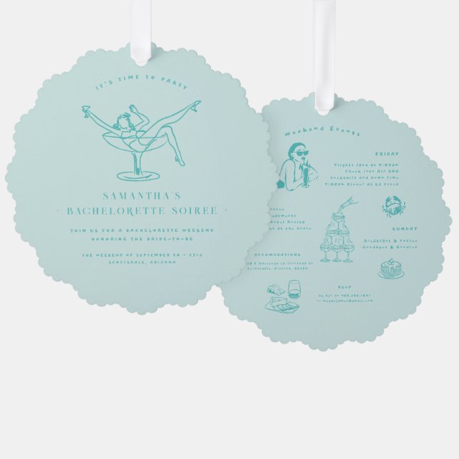 Adorno De Papel Doodle retro caprichoso | Bachelorette Weekend (Anverso/Reverso)