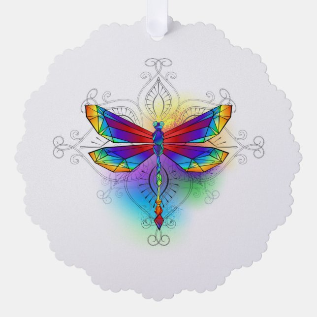 Adorno De Papel Dragón poligonal arcoiris (Anverso)