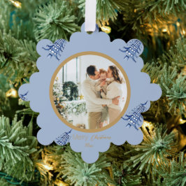 Adorno De Papel Dusty Blue Pagoda Merry Christmas Tree 2-Photo