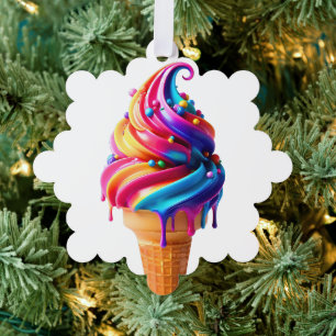 Adorno De Papel El clásico cono de helado vibrante de SlipperyJoe 