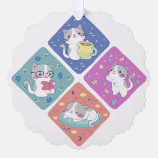 Adorno De Papel El Ilustracion del día ocupado de Cute Kitty