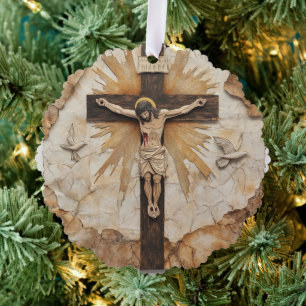 Adorno De Papel El Jesús Rústico Vintage en la Cruz