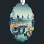 Adorno De Papel Elegancia de invierno parisina<br><div class="desc">Entre en un maravilloso parisino de invierno con nuestra tarjeta de Navidades "Parisian Winter Elegance". Esta exquisita tarjeta capta el romanticismo y el encanto de París durante la temporada festiva. Desde las brillantes luces a lo largo del Sena hasta la majestuosa Torre Eiffel con alegría navideña, cada elemento de esta...</div>