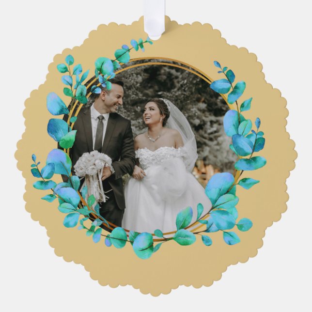 Adorno De Papel Elegante acuarela Botánica Para Foto Boda (Anverso)