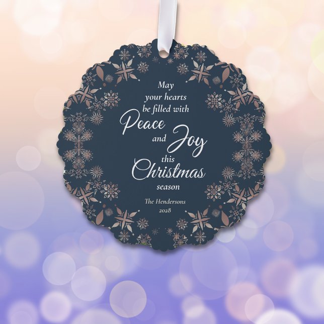 Adorno De Papel Elegante dorado copos de nieve paz alegría azul (Subido por el creador)