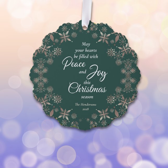 Adorno De Papel Elegante dorado copos de nieve paz alegría verde (Subido por el creador)