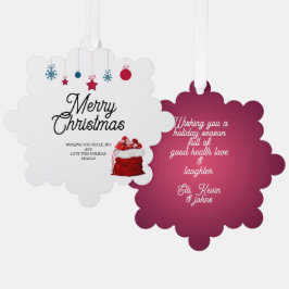 Adorno De Papel Elegante en blanco y rojo | Feliz Navidad