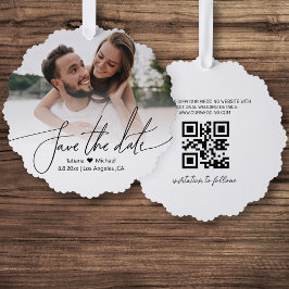 Adorno De Papel elegante foto de pareja de código qr guardar fecha