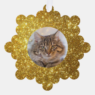 Adorno De Papel Elegante gato personalizado Purpurina de oro