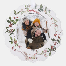 Adorno De Papel Elegante invierno Berry Merry Navidad Foto Wreath