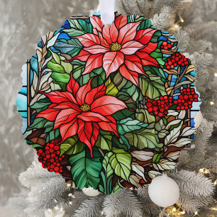 Adorno De Papel Elegante Navidades de vidrio manchado floral